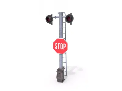 Rail Crossing Traffic Light Weathered 5 3D model