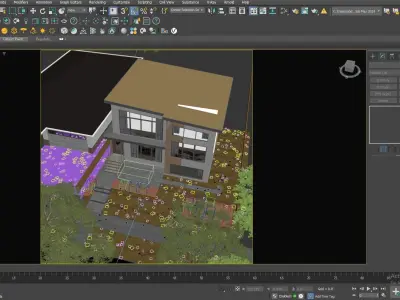 Modern House Exterior 3D Model  Realistic Visualization Low-poly 3D model