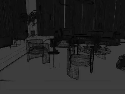 Scene interior with fully well make furniture 3D model