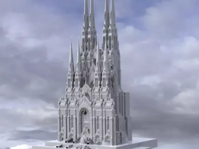 Fantasy Cathedral Very Grand gothic  2 3D print model