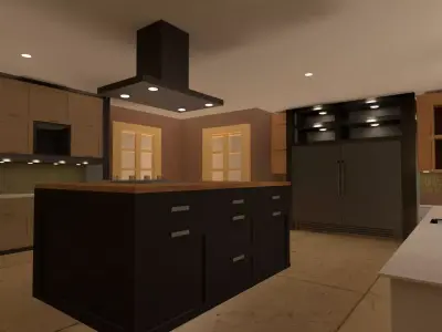 Kitchen with cabinets and appliances 3D model