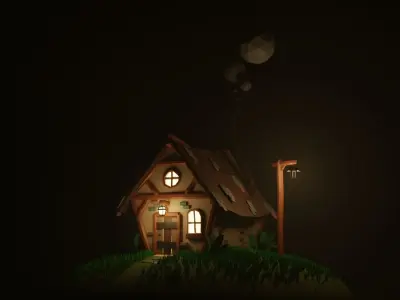 Crooked LowPoly House Low-poly 3D model