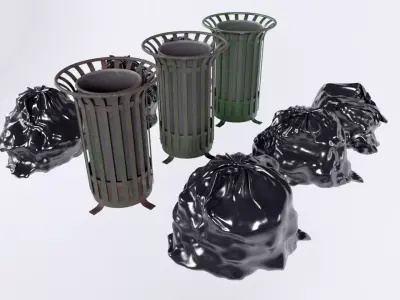 Rubbish Bin - Trash Can Low-poly 3D model