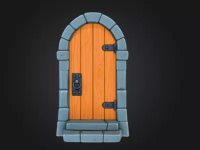 Medieval Wooden Door Low-poly 3D model order