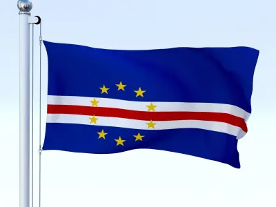 Animated Cape Verde Flag Low-poly 3D model