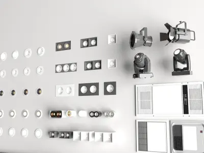 Downlight and Spotlight Set - 3ds Max and Vray Renderer 3D model