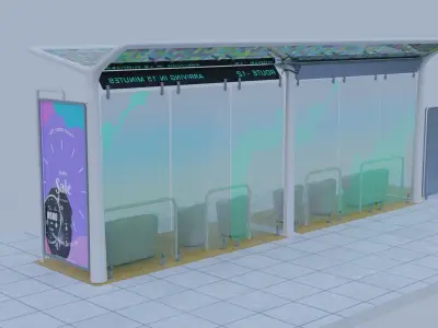 Modern Bus Station Low-poly 3D model