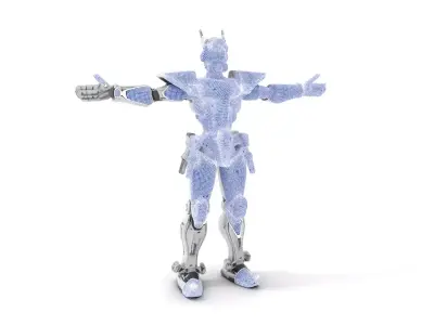 Futuristic Armored Robot model pack Low-poly 3D model