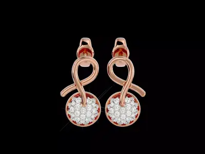 Light Minimalist Diamond Earrings 3D print model shop