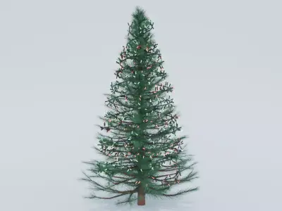 Realistic Christmas Tree with Lights  Low-poly 3D model