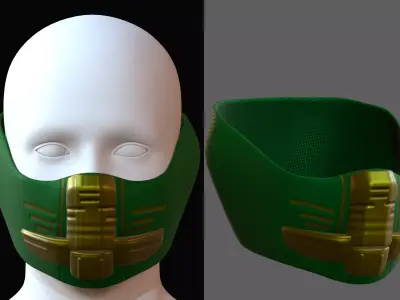 Gas mask helmet 3d model scifi Low-poly  Low-poly 3D model