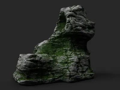 Mossy Cliff Rock 23-7 Low-poly 3D model