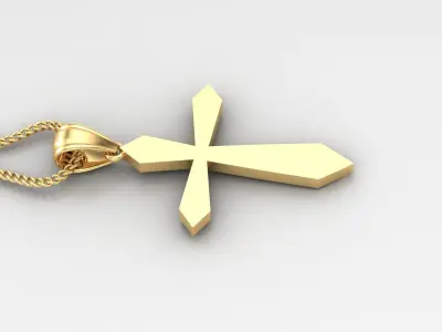 Light Gold 18K Cross Pendant 2CP013 3D print model