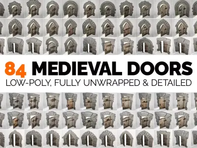 Medieval Doors - 84 Game-Ready Door Asset Pack Low-poly 3D model