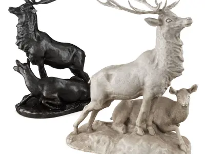 Couple of deers sculpture 3D model