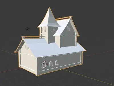 Low Poly fantasy Medieval House blender Low-poly 3D model