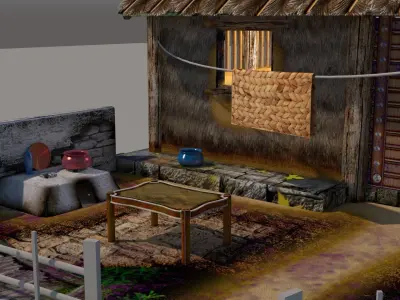 hut house  low poly home game ready exterior architecture Low-poly 3D model