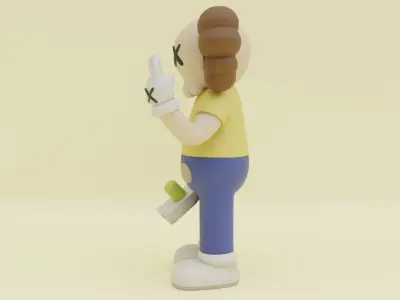 KAWS Morty Smith The Anxious Companion Figure Toy Low-poly 3D model