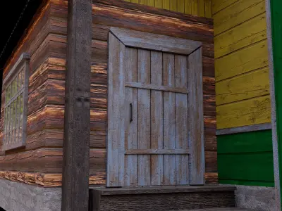 Russian village house Low-poly 3D model