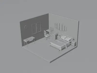 Isometric Room 3D model get