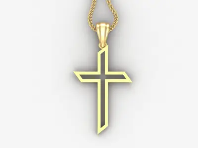 High Cross Pendant Light Gold 18K 4CP042 3D print model