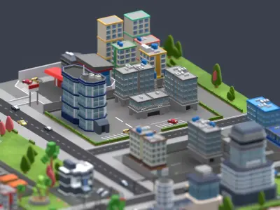 Low Poly Ultimate City Environment Game Ready Low-poly 3D model