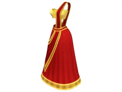 Floor Length Saree Dress Low-poly 3D model