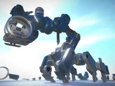 The Walking Mech Neck Blue Version Low-poly 3D model