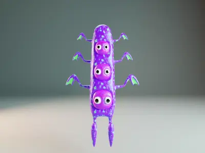 creature in purple pink green Low-poly 3D model