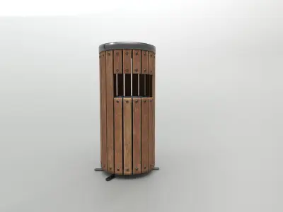 Modern Timber Street bin Vol 09 Game Ready PBR Low-poly 3Dmodel Low-poly 3D model