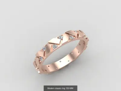 Minimal light weight diamond rings 3D Model Pack