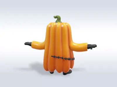 Cheerful Pumpkin Boy Halloween Character 3D model buy