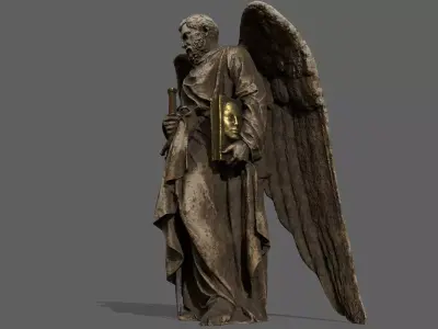 Old Man Statue Low-poly 3D model 16
