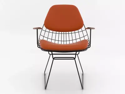 FM06 wire chair with fabric and frame 3D model