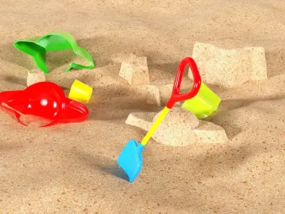 Sandbox with toys outdoor 3D model