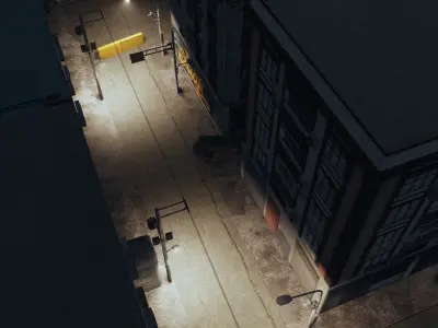 Post Apocalyptic Street Low-poly 3D model