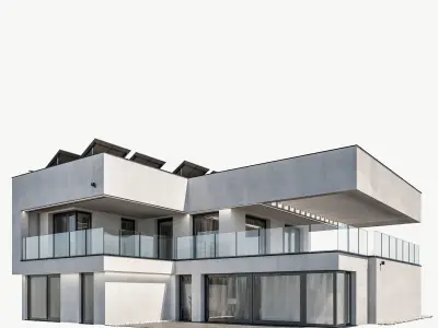 Modern house 18 at night 3D model