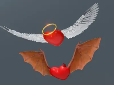  Bad and Good Winged Heart Bundle - Rigged 