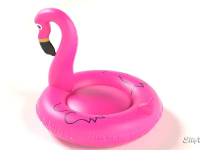 Pink Flamingo Low-poly 3D model