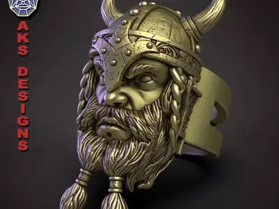 Ring organic jewelry Ancient Viking v1  3D print model