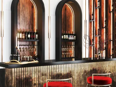 Cafe02 bar in modern style Low-poly 3D model