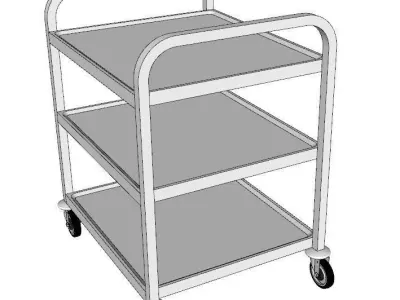 service trolley with three floors discounted top 3D model