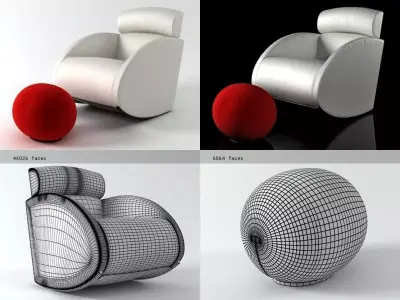 Mama Armchair and Tatino Footstool 3D model