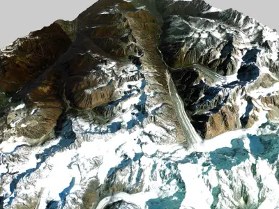 Mountain landscape The Kabardino Balkarian Alpine Reserve 3D model