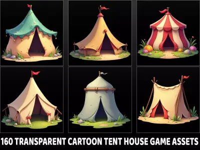 160 Transparent Cartoon Tent House Game Asset Texture