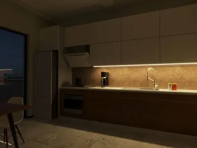 corona kitchen render setup 3D model