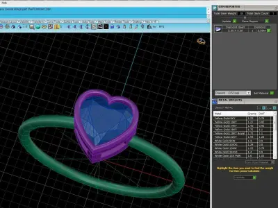 Solitaire Women Light Weight Heart Stone Band Ring 3D print model