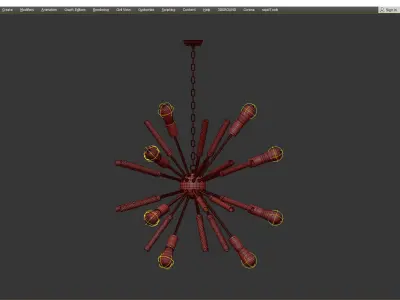 12 Light Sputnik Chandelier Low-poly 3D model