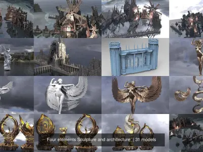 Four elements Sculpture and architecture  3D Model Pack