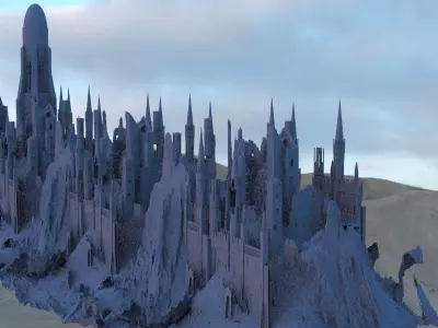 Mordor style fortress wall 3D model